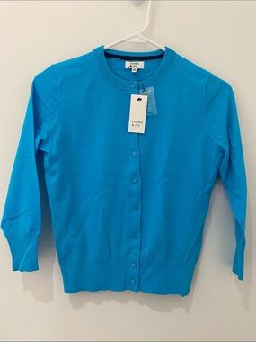 NWT Crown & Ivy Women’s Crewneck Button Down Cardigan Sweater Turquoise Blue XS